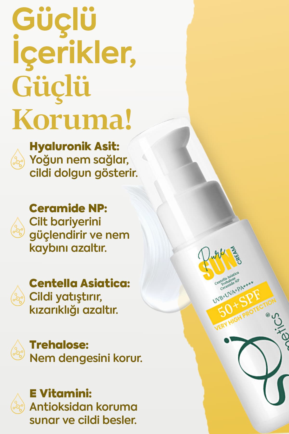 4'lü Pure Sun Cream SPF50+ | Aydınlatıcı,Nemli ve Koruyucu Yüz Güneş Kremi | Leke & Yaşlanma Karşıtı
