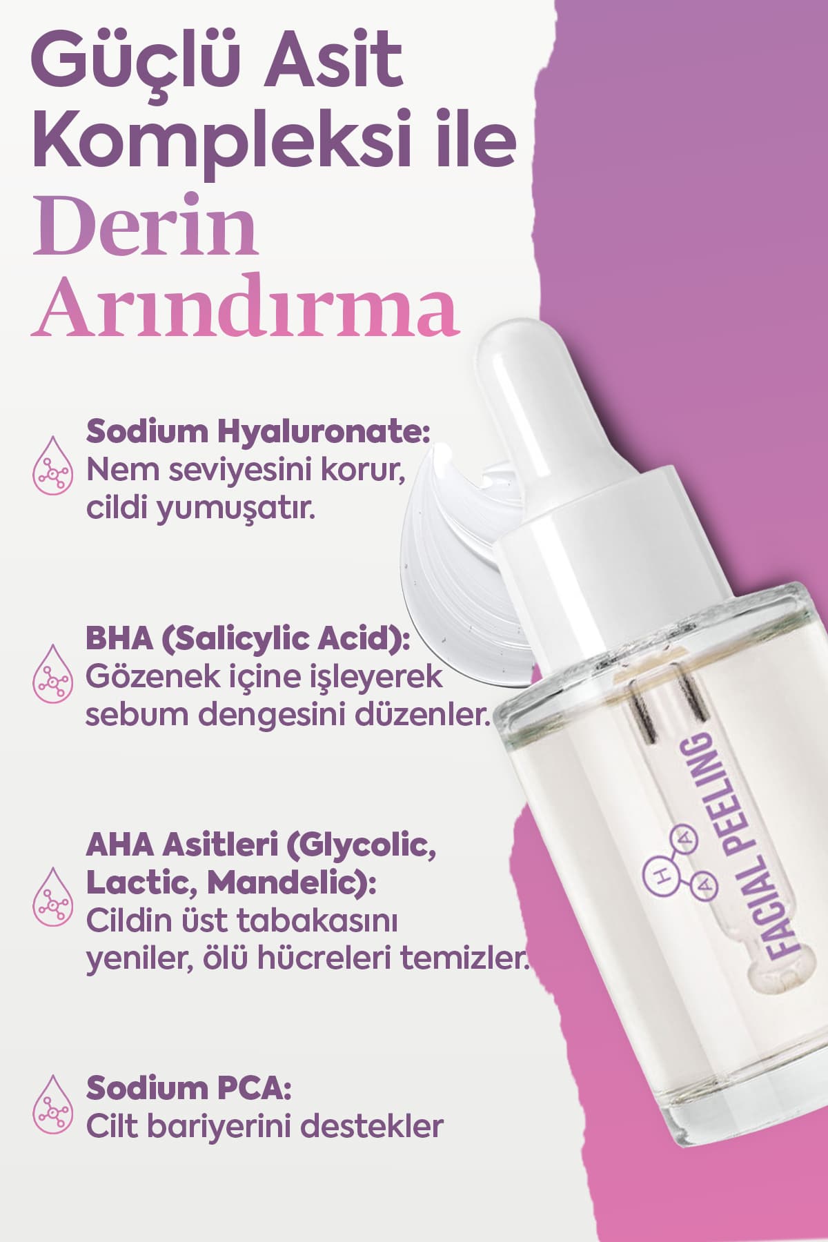 2'li AHA & BHA Yenileyici Peeling Serumu – Gözenek Sıkılaştırıcı & Mat Ton Arındırma